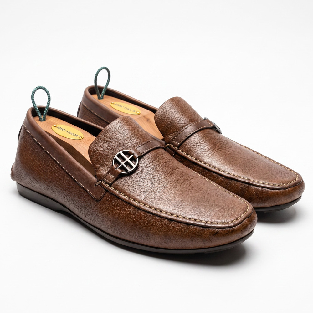 Boss Hugo Boss Brown Leather Men's Size 7 Driving Shoes Loafers Luxury Casual